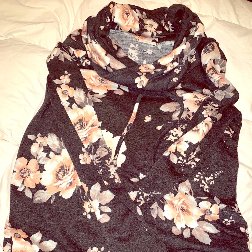Floral cowl neck sweater